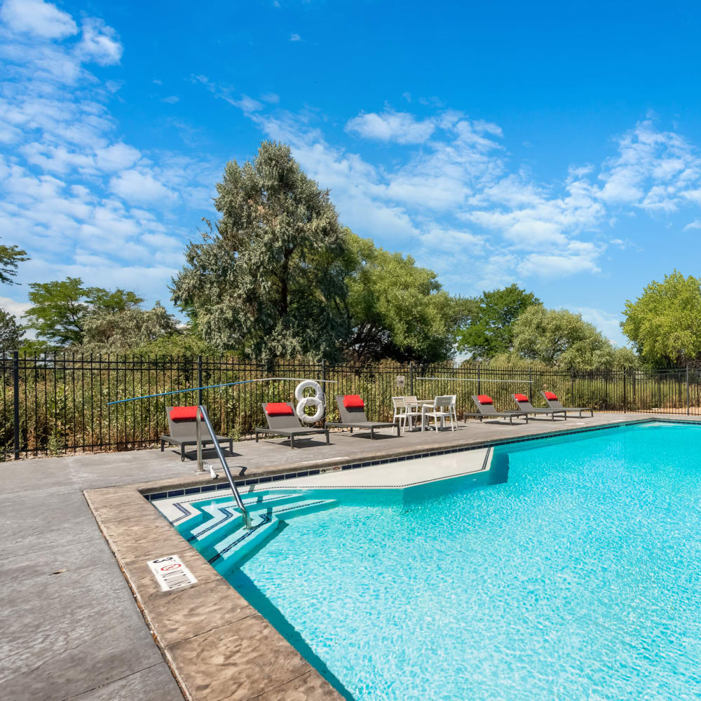 Sparkling pool at Florida Station Apartments in Aurora, Colorado