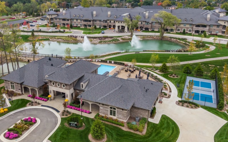 aerial view of the campus at Blossom Ridge in Oakland Charter Township, Michigan