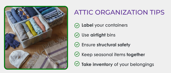 Organization tips for attic storage