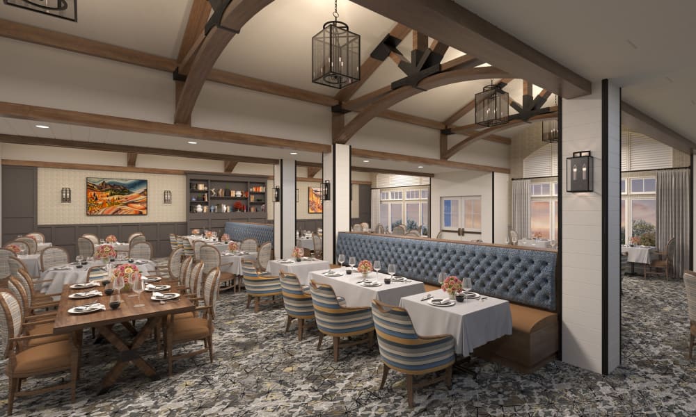 The main dining room at Touchmark at Fairway Village in Vancouver, Washington