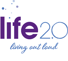 Life 2.0 living out loud logo at Cherry Park Plaza in Troutdale, Oregon