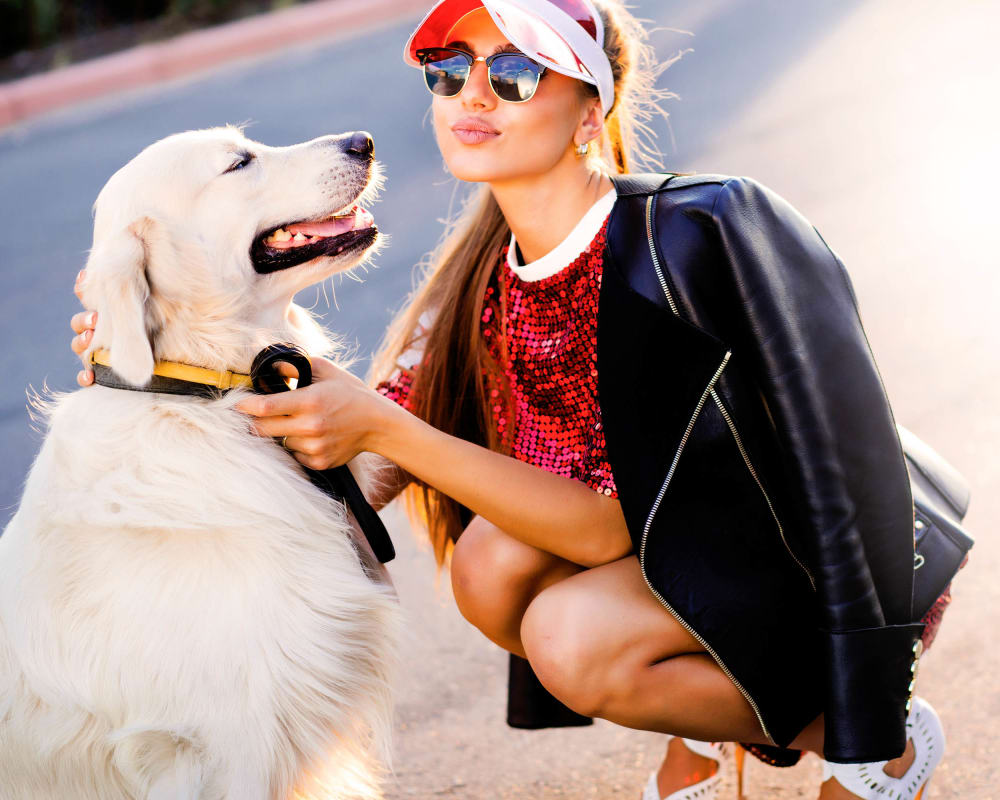 Resident and her puppy out for a walk at Cielo in Charlotte, North Carolina