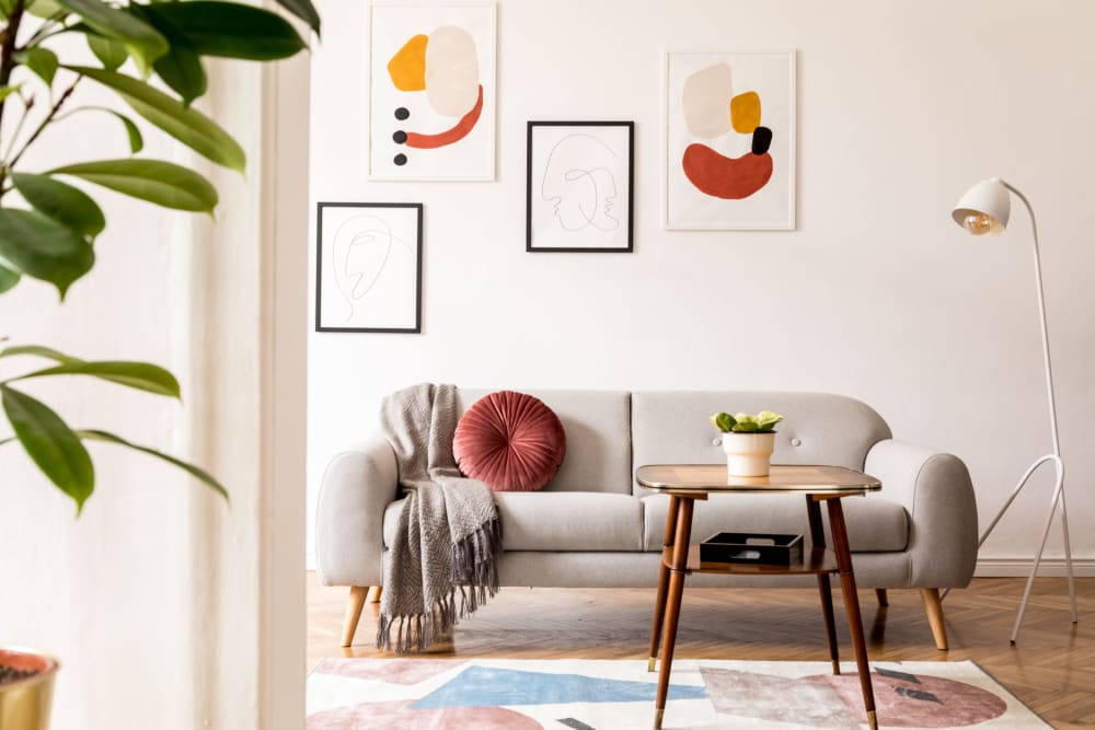 Model living room at Arasan Apartments in Shakopee, Minnesota