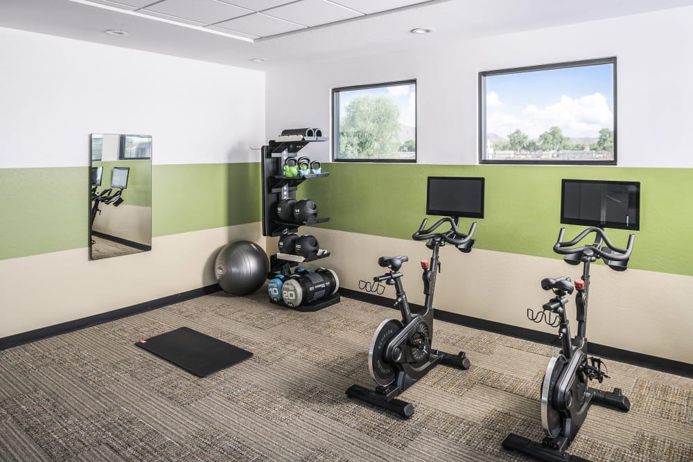 Fitness center amenities at Sanctuary on 51st in Laveen, Arizona