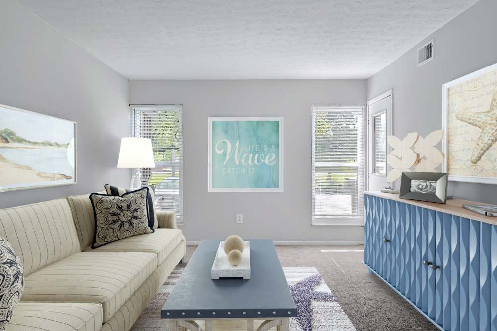 Spacious living room at Eden at Jefferson Crossing in Columbus, Ohio