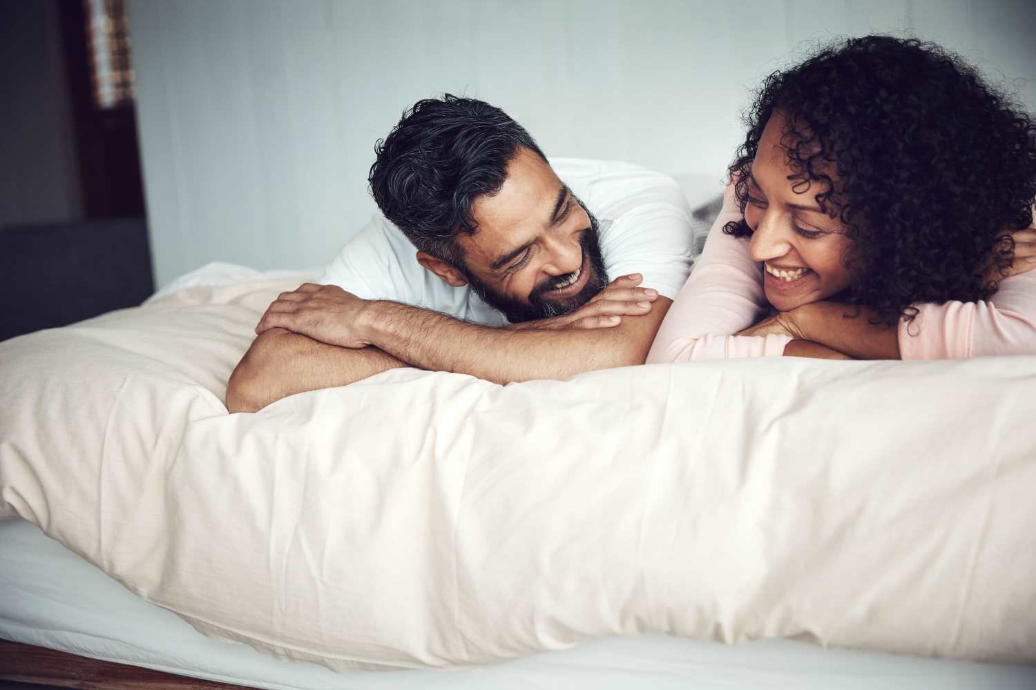 Resident couple in their bedroom at Franklin Pointe in Reed City, Michigan