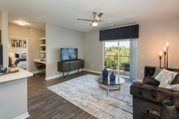 Enjoy a modern living room at Peaks at Woodmen Apartments