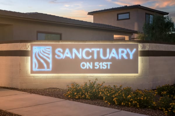Monument signage at Sanctuary on 51st in Laveen, Arizona