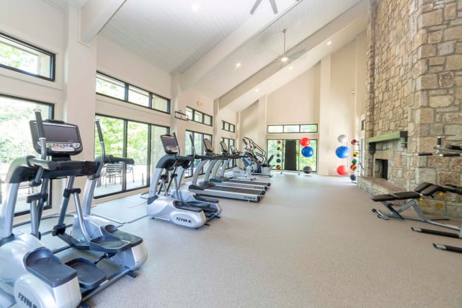 Fitness center area at The Halsten in Atlanta, Georgia