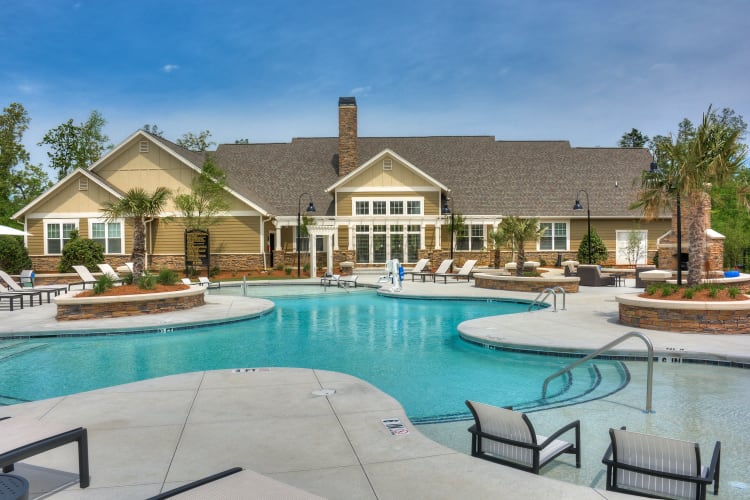 Sparkling swimming pool at Lullwater at Riverwood in Evans, Georgia