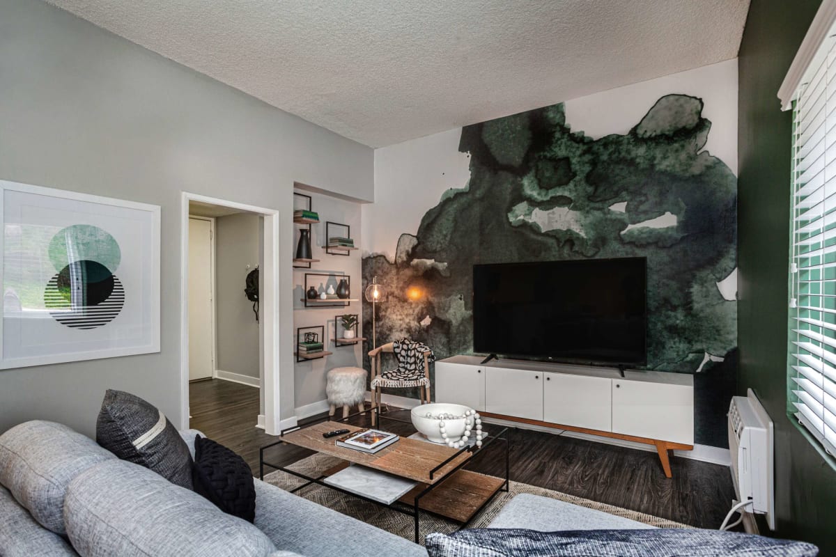 Living space with ample natural light at Axiom Westwood in Los Angeles, California