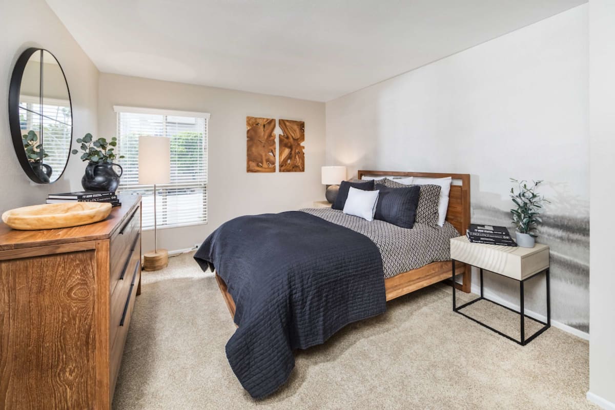 Bedroom room with ample natural light at Plaza at Sherman Oaks in Sherman Oaks, California