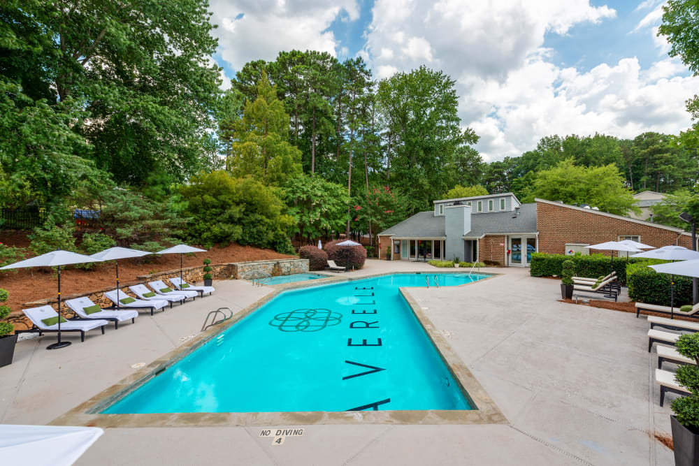 Sparkling swimming pool at Averelle North Hills in Raleigh, North Carolina