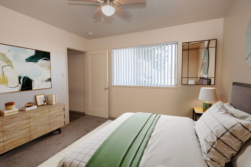 Bedroom area at Coralaire Apartments in Sacramento, California