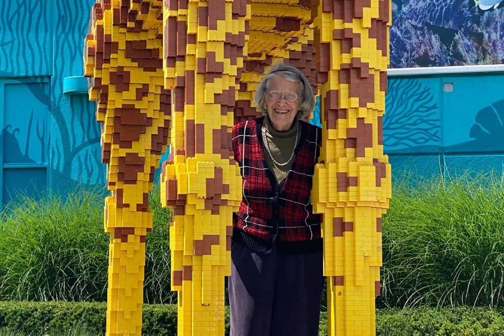 A resident on a community outing to an aquarium near Anthology of Wheaton in Wheaton, Illinois