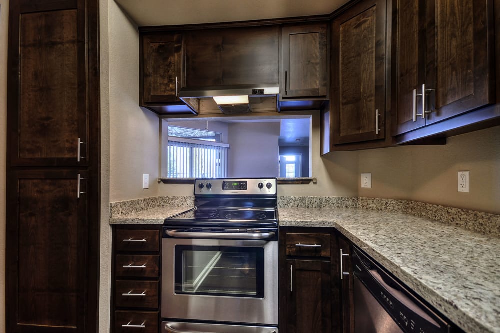Beautiful, gourmet kitchen in a model home at Larkspur Woods in Sacramento, California