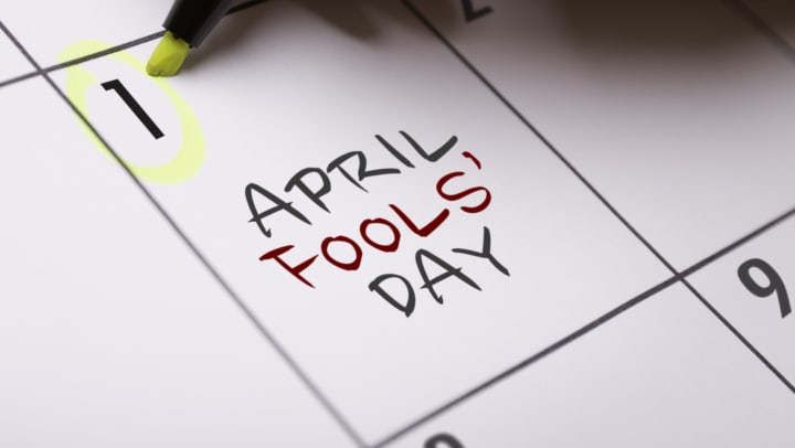 April 1, April Fools’ Day, on a calendar