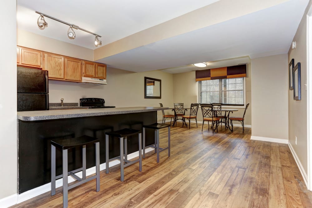 Clubhouse kitchen at Olde Forge Townhomes in Nottingham, Maryland