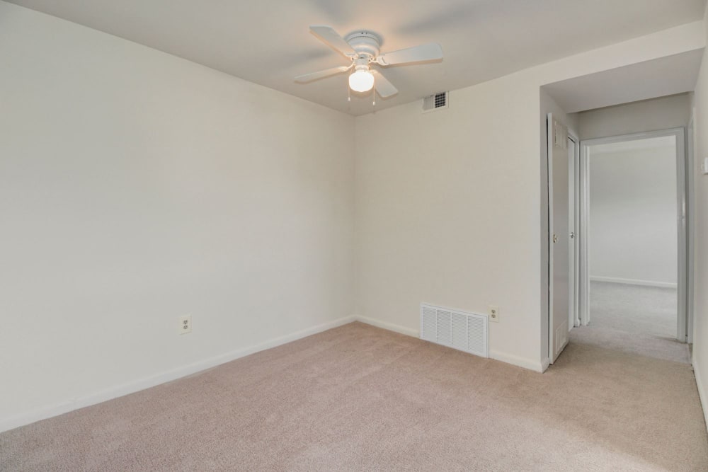 Ceiling fan in a bedroom at Barclay Square Apartments in Baltimore, Maryland
