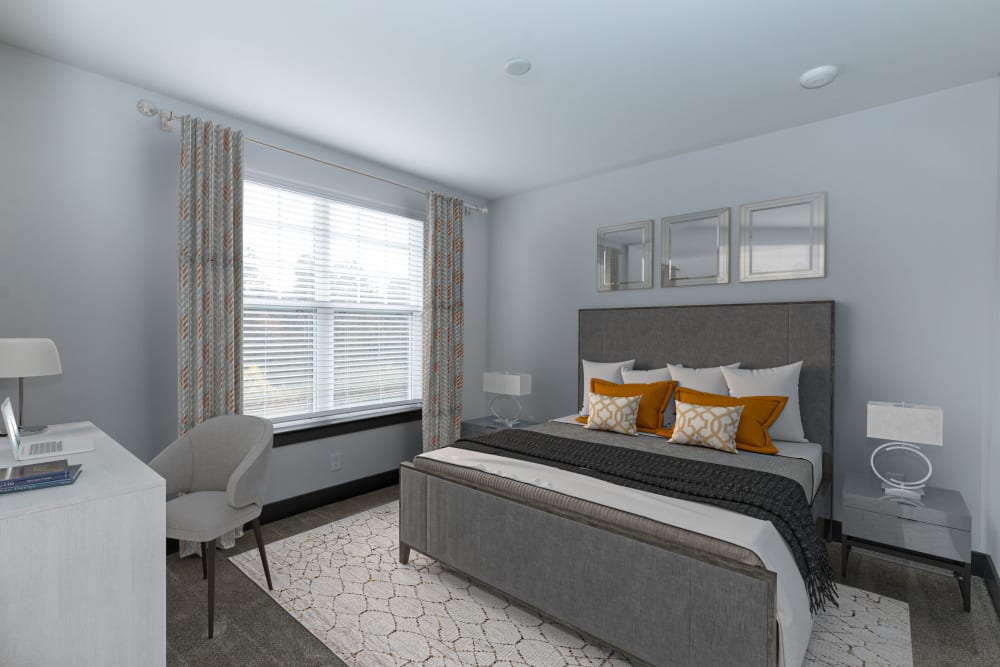 Cozy model bedroom at Gibson Flowery Branch in Flowery Branch, Georgia
