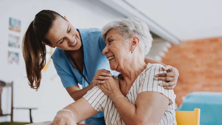 Caregiver making sure that the Senior is taken cared of