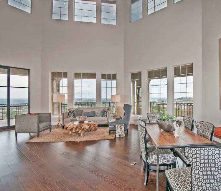 Interior of the lavish resident clubhouse at Meritage at Steiner Ranch in Austin, Texas