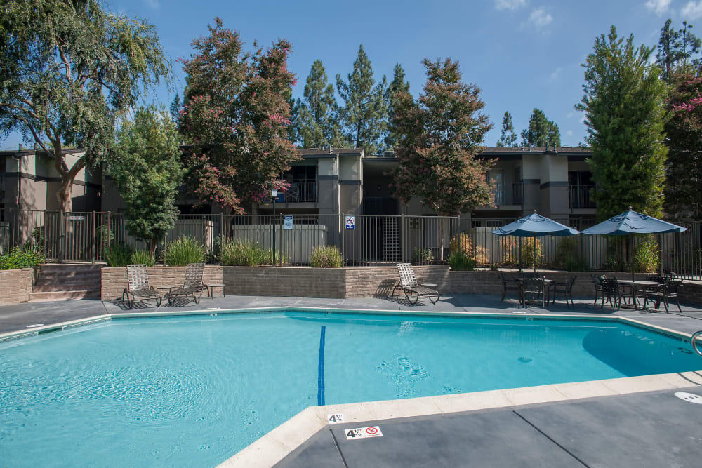 Swimming pool with a large sundeck at Valley Ridge Apartment Homes in Martinez, California