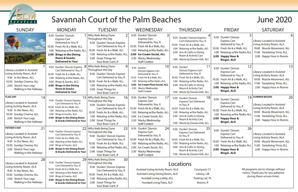 Activities & Events at Savannah Court of the Palm Beaches