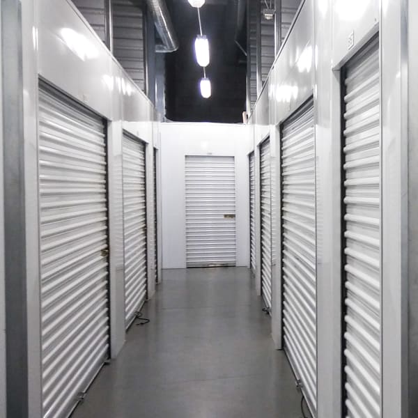 Brightly lit interior units at StorQuest RV/Boat and Self Storage in Indio, California