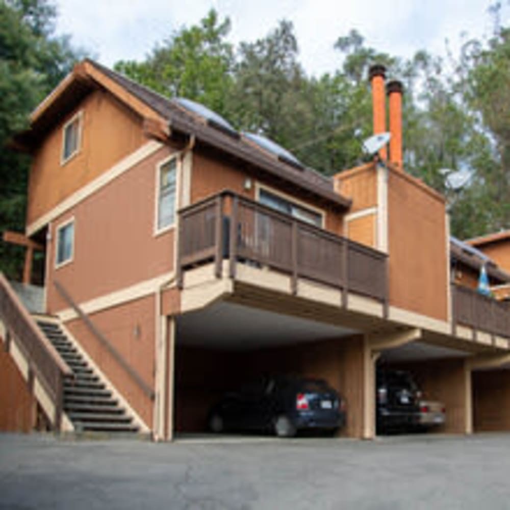 Private garages below apartments at our Prospect Ridge community at Mission Rock at San Rafael in San Rafael, California