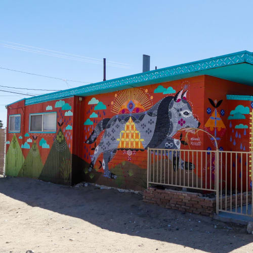 mural on hair salon near Joe Davis in Twentynine Palms, California