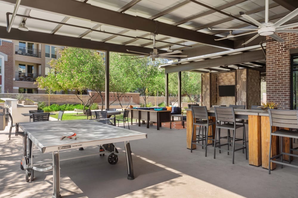 Common Area Outdoor Lounge at Town Commons in Gilbert, Arizona