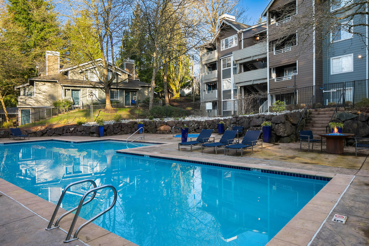 Beautiful large swimming pool at Overlook at Lakemont in Bellevue, Washington