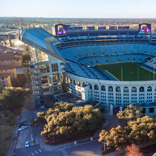 Stadium view showcasing vibrant game day atmosphere near Lakeside Villas in Baton Rouge, Louisiana