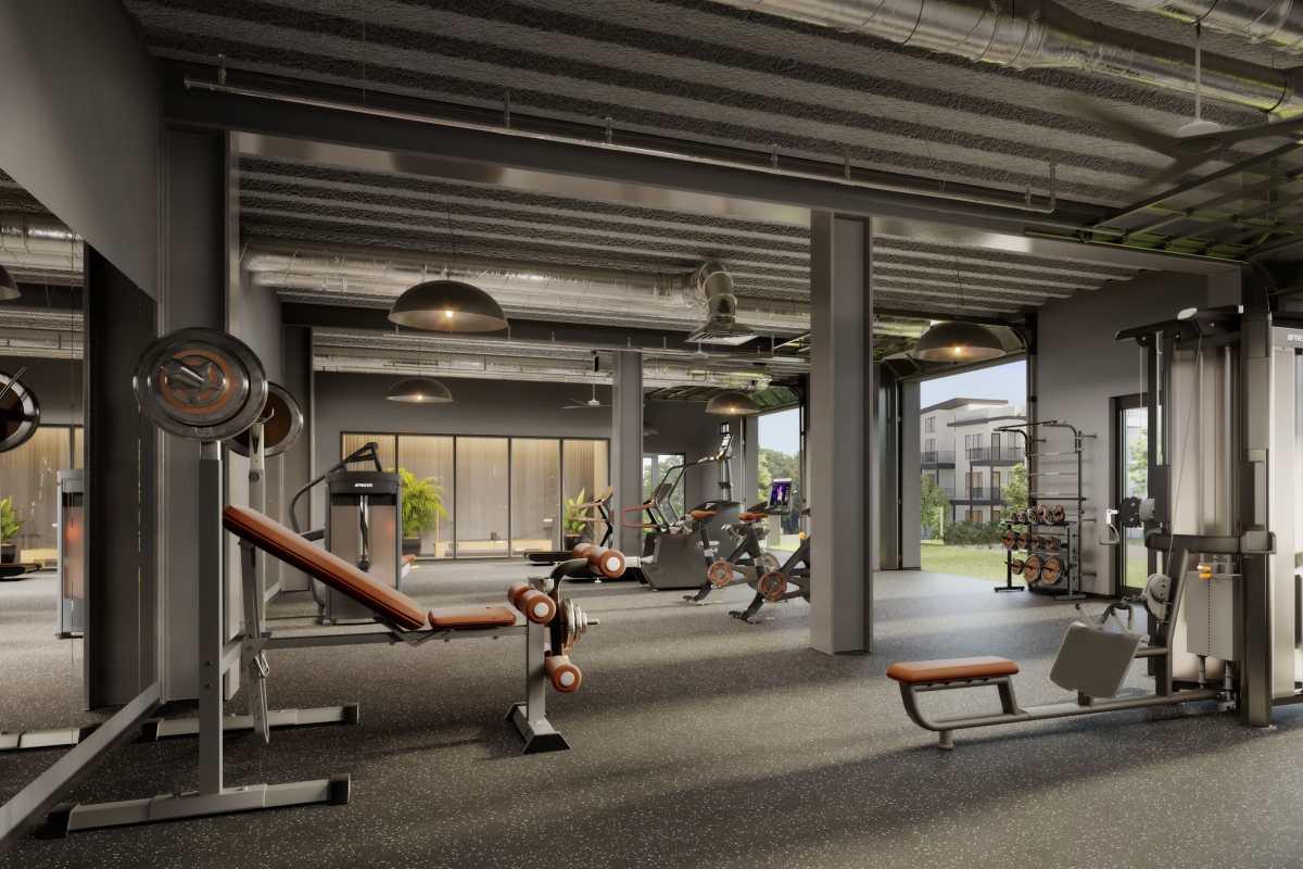 Fitness center at Haven + Arrow, Rancho Cucamonga, California