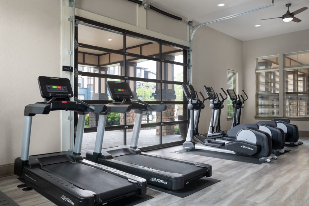 Treadmills in the fitness center at The Addison at South Tryon in Charlotte, North Carolina
