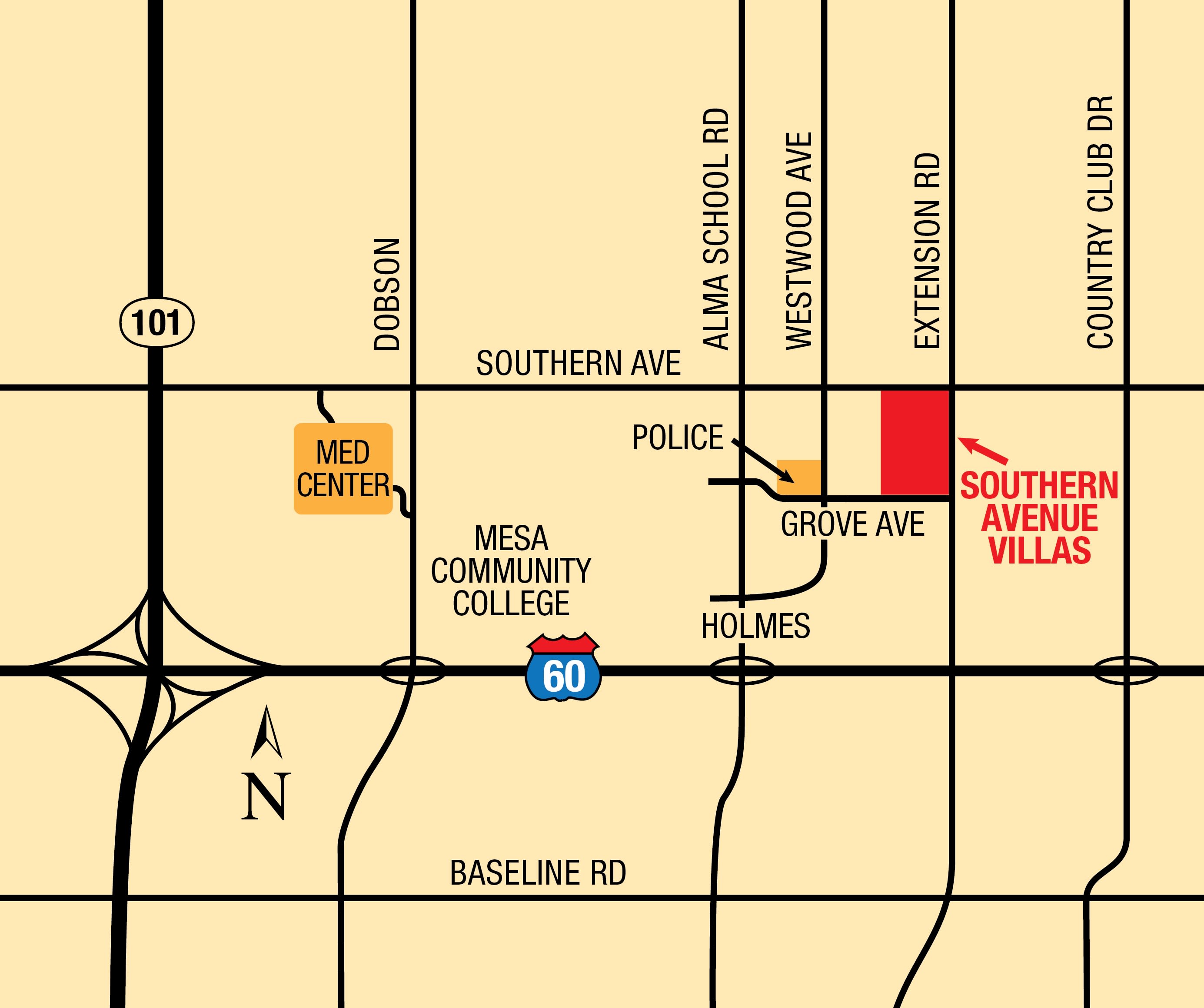 Map of Southern Avenue Villas