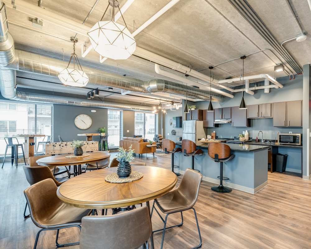 Clubhouse with kitchen at Spring City Crossing in Waukesha, Wisconsin