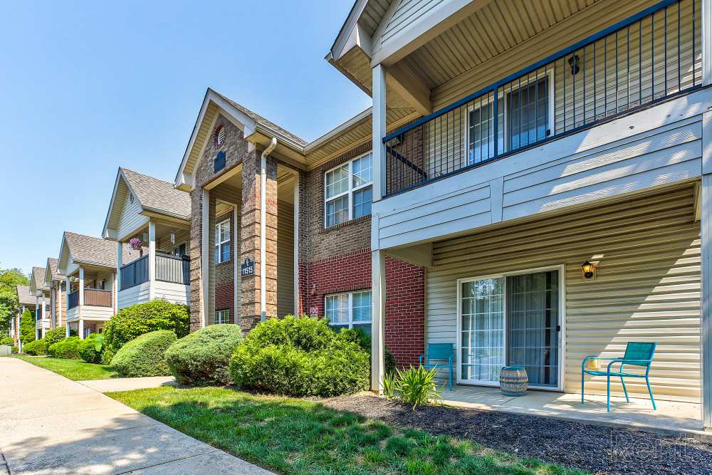 Exterior of apartment buildings at Blankenbaker Crossings in Louisville, Kentucky
