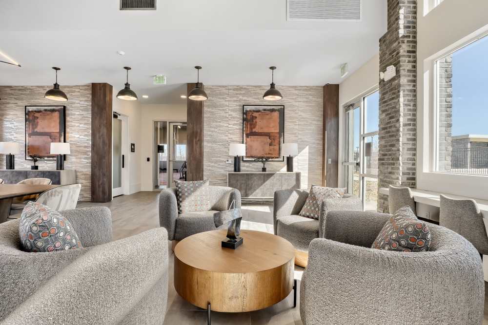 Private resident clubhouse seating area at Union at the Park in Denver, Colorado