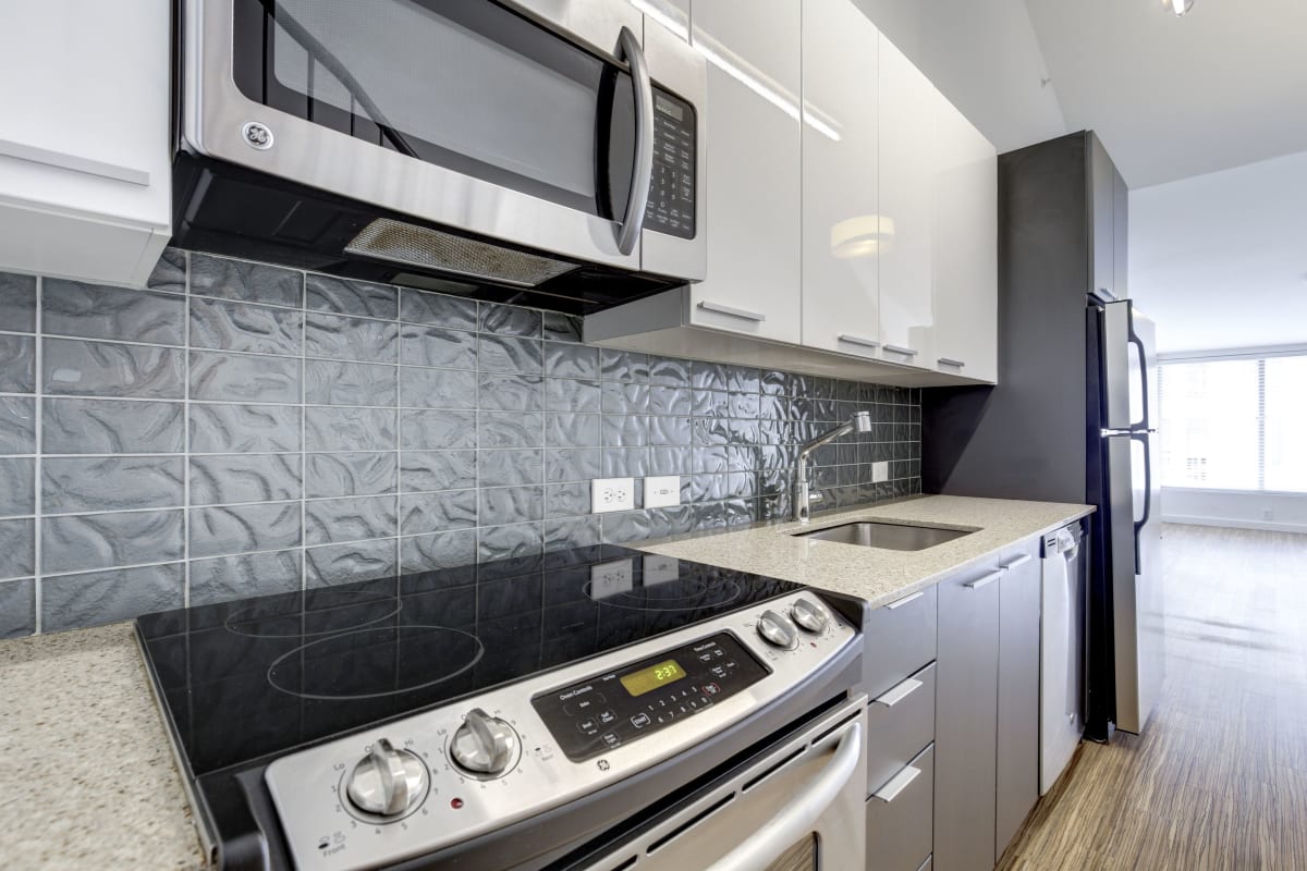 Very modern kitchen with stainless steel appliances at The Citadel in Washington, District of Columbia