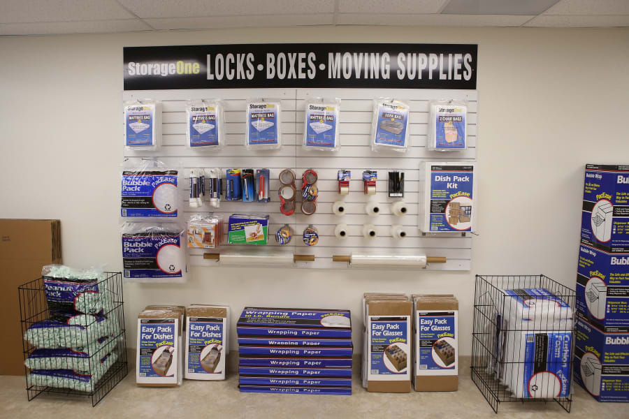 Supplies for sale at StorageOne Centennial and Losee in North Las Vegas, Nevada