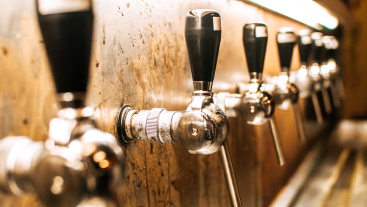 Brewery taps at Shannon Brewing near Olympus Waterford in Keller, Texas