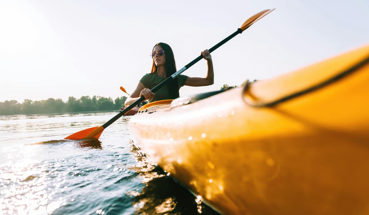 Resident kayaking near The Block at Petoskey in Petoskey, Michigan                             