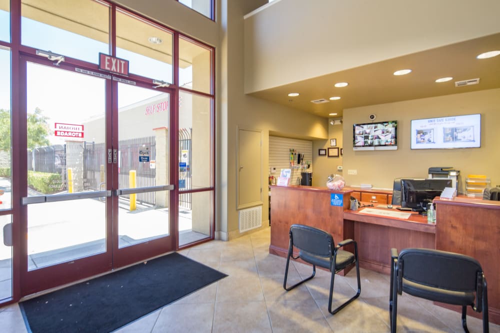 Leasing desk at Trojan Storage of Roseville Vineyard in Roseville, California