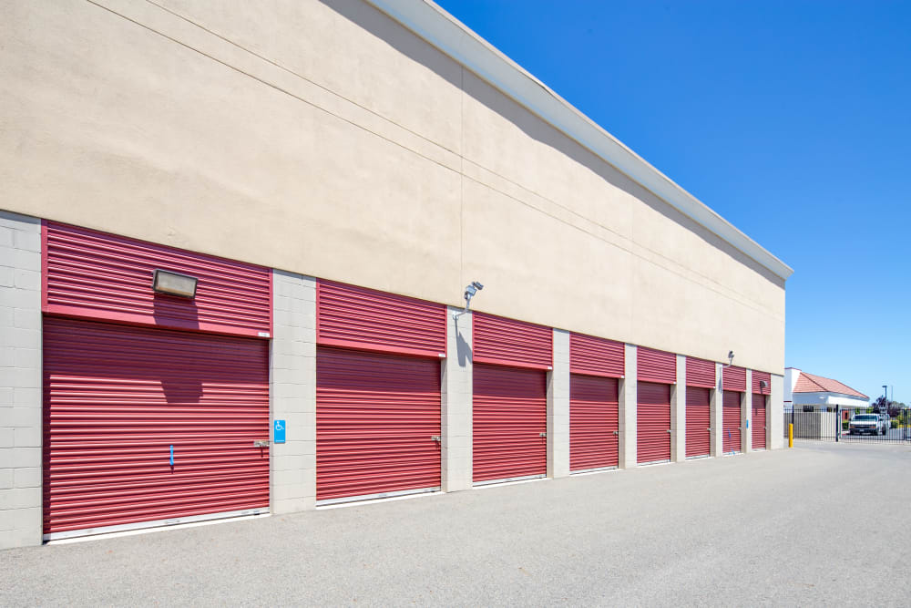 Easy-access outside storage units at Trojan Storage of Roseville Vineyard in Roseville, California