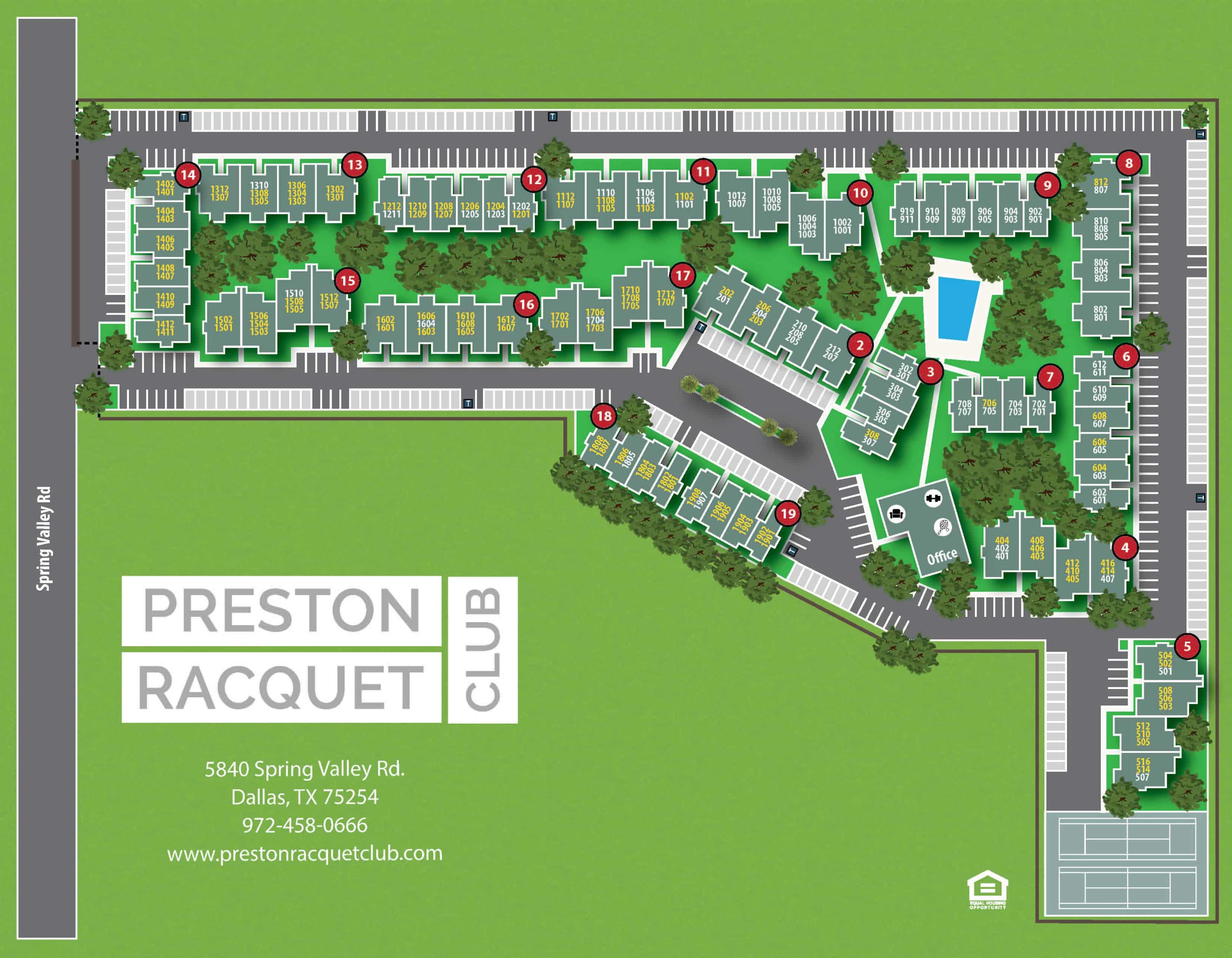 Sitemap at Preston Racquet Club Apartments in Dallas, Texas