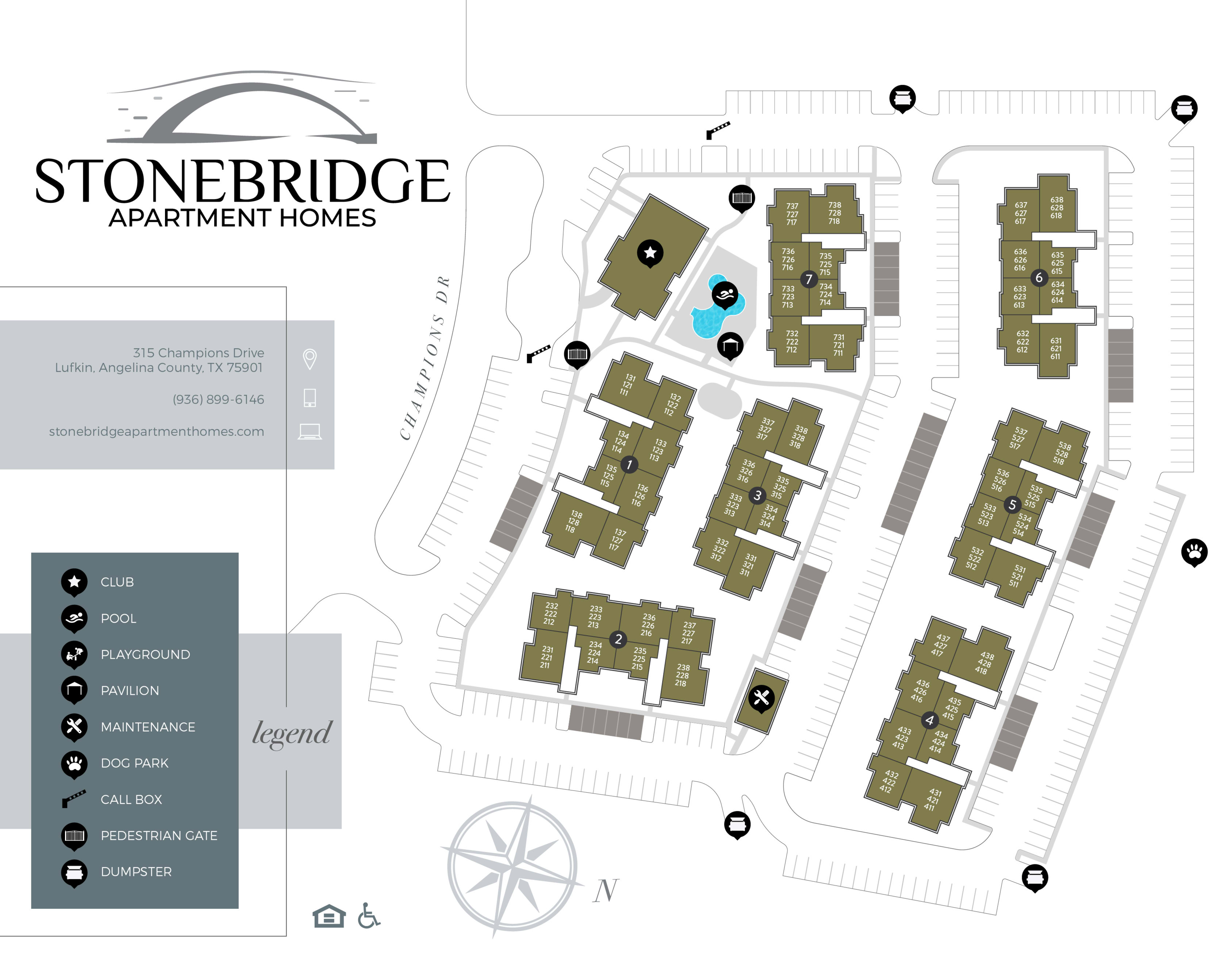 Sitemap at Stonebridge Apartment Homes in Lufkin, Texas
