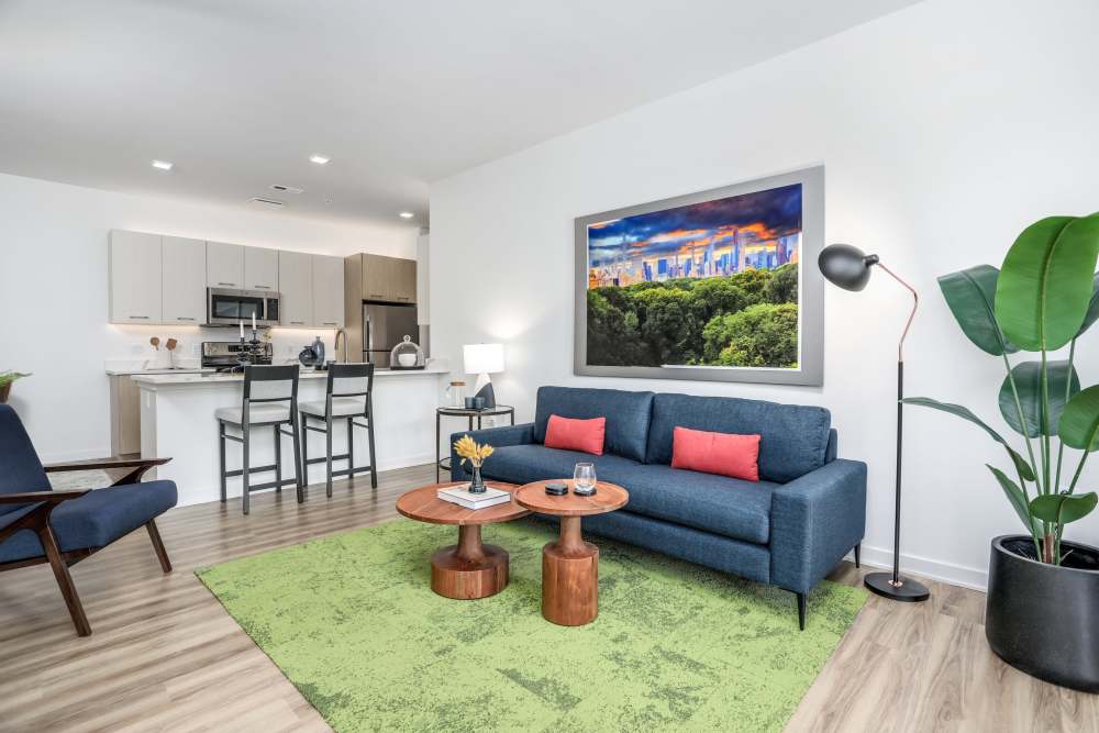 Decorated living room at Innova in Novi, Michigan