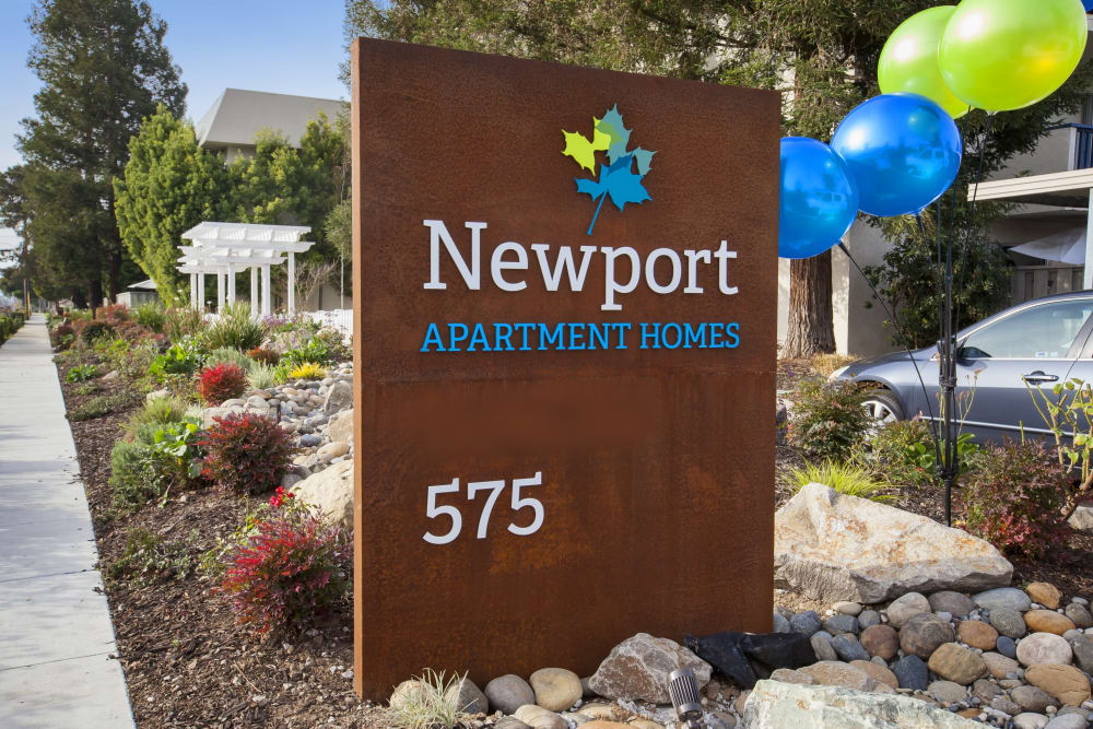 Sign to Newport Apartments in Campbell, California